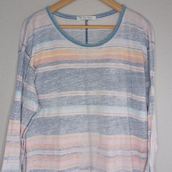 We The Free Arielle Printed Striped Long Sleeve Faded Ringer Tee - Picture 4 of 12